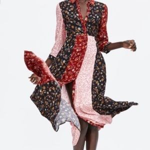 Zara floral patchwork maxi dress